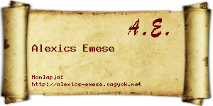 Alexics Emese névjegykártya